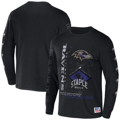 Men's NFL x Staple Black Baltimore Ravens World Renowned Long Sleeve T-Shirt