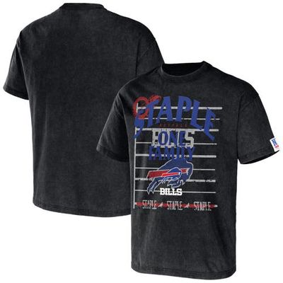 Men's NFL x Staple Black Buffalo Bills Throwback Vintage Wash T-Shirt