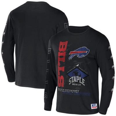 Men's NFL x Staple Black Buffalo Bills World Renowned Long Sleeve T-Shirt