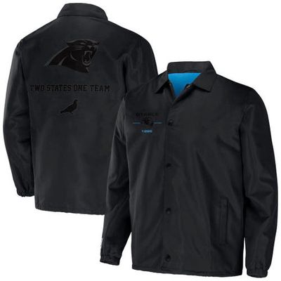 Men's NFL x Staple Black Carolina Panthers Coaches Full-Snap Jacket