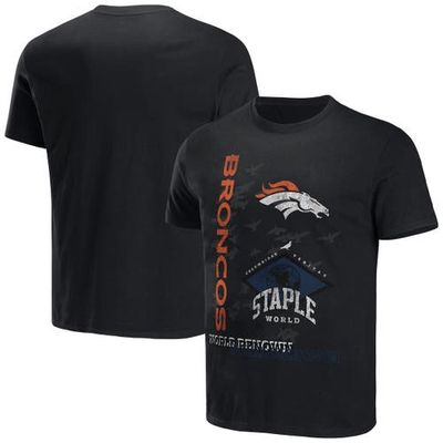 Men's NFL x Staple Black Denver Broncos World Renowned T-Shirt