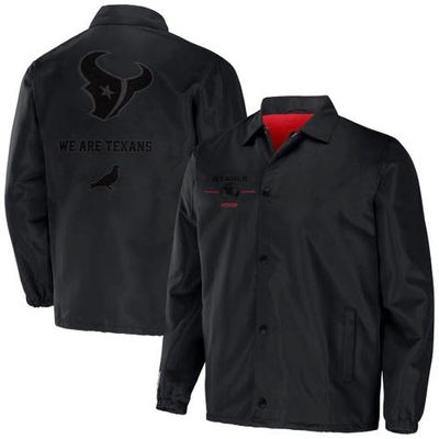 Men's NFL x Staple Black Houston Texans Coaches Full-Snap Jacket