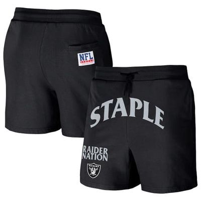Men's NFL x Staple Black Las Vegas Raiders Throwback Vintage Wash Fleece Shorts
