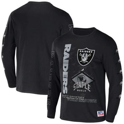 Men's NFL x Staple Black Las Vegas Raiders World Renowned Long Sleeve T-Shirt