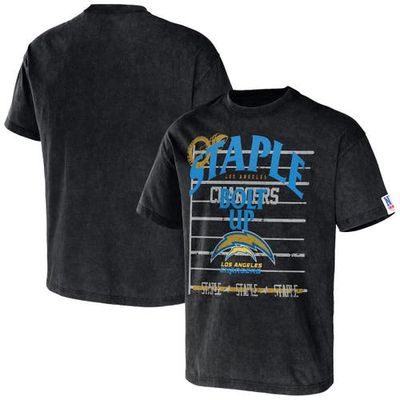 Men's NFL x Staple Black Los Angeles Chargers Throwback Vintage Wash T-Shirt
