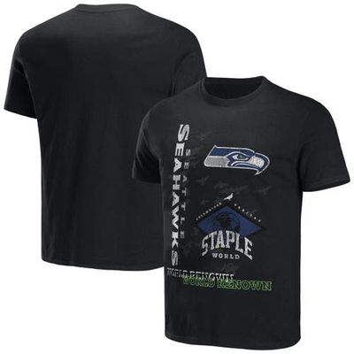 Men's NFL x Staple Black Seattle Seahawks World Renowned T-Shirt