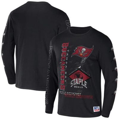 Men's NFL x Staple Black Tampa Bay Buccaneers World Renowned Long Sleeve T-Shirt
