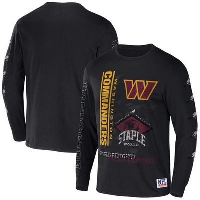 Men's NFL x Staple Black Washington Commanders World Renowned Long Sleeve T-Shirt