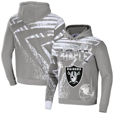 Men's NFL x Staple Gray Las Vegas Raiders All Over Print Pullover Hoodie