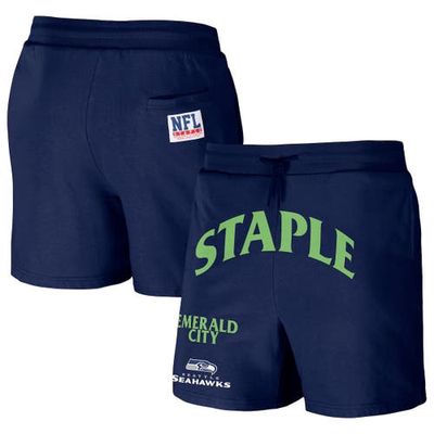 Men's NFL x Staple Navy Seattle Seahawks Throwback Vintage Wash Fleece Shorts