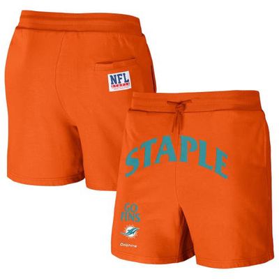 Men's NFL x Staple Orange Miami Dolphins Throwback Vintage Wash Fleece Shorts