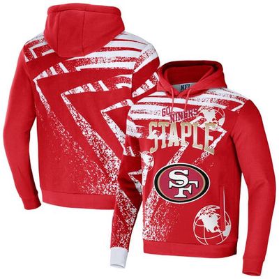 Men's NFL x Staple Red San Francisco 49ers All Over Print Pullover Hoodie