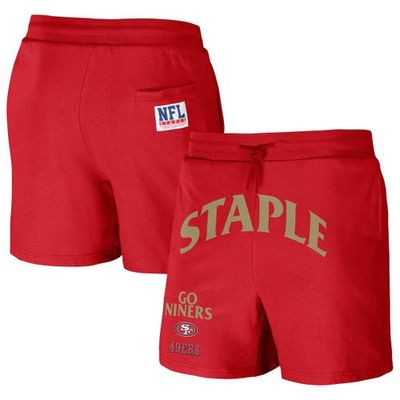 Men's NFL x Staple Red San Francisco 49ers Throwback Vintage Wash Fleece Shorts
