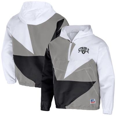 Men's NFL x Staple Silver Las Vegas Raiders All Over Print Lightweight Quarter-Zip Jacket in Gray