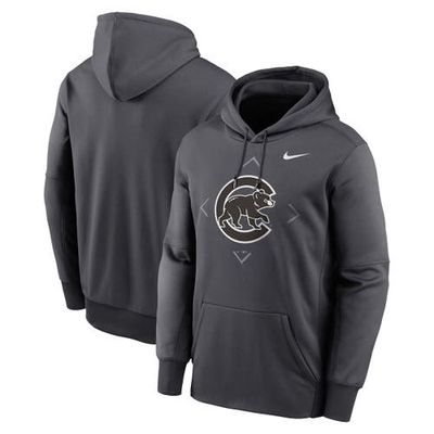 Men's Nike Anthracite Chicago Cubs Bracket Icon Performance Pullover Hoodie