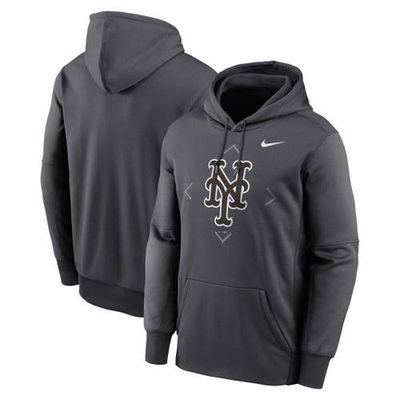 Men's Nike Anthracite New York Mets Bracket Icon Performance Pullover Hoodie