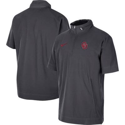 Men's Nike Anthracite Oklahoma Sooners Coaches Half-Zip Short Sleeve Jacket