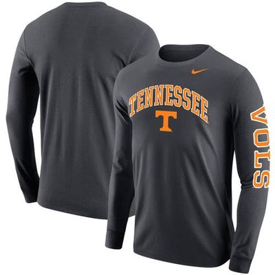 Men's Nike Anthracite Tennessee Volunteers Arch & Logo Two-Hit Long Sleeve T-Shirt