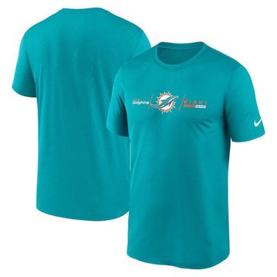 Men's Nike Aqua Miami Dolphins Horizontal Lockup Legend Performance T-Shirt