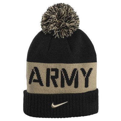 Men's Nike Black Army Black Knights 2023 Rivalry Collection Cuffed Knit Hat with Pom