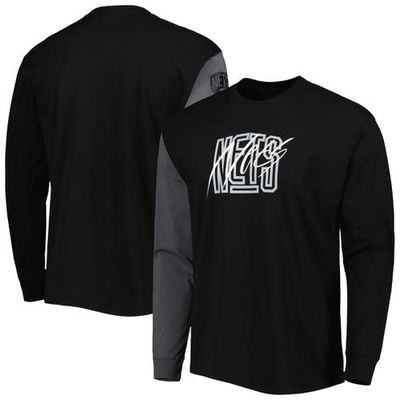 Men's Nike Black Brooklyn Nets Courtside Versus Flight MAX90 Long Sleeve T-Shirt