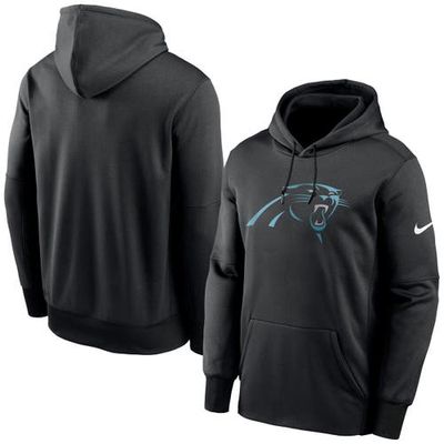 Men's Nike Black Carolina Panthers Fan Gear Primary Logo Therma Performance Pullover Hoodie