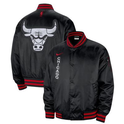 Men's Nike Black Chicago Bulls 2023/24 City Edition Courtside Premier Full-Snap Bomber Jacket