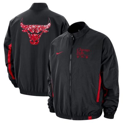 Men's Nike Black Chicago Bulls Courtside Vintage Warmup Full-Zip Jacket