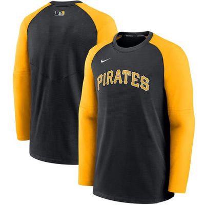 Men's Nike Black/Gold Pittsburgh Pirates Authentic Collection Pregame Performance Raglan Pullover Sweatshirt