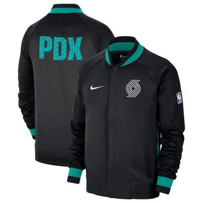 Men's Nike Black/Green Portland Trail Blazers 2022/23 City Edition Showtime Thermaflex Full-Zip Jacket