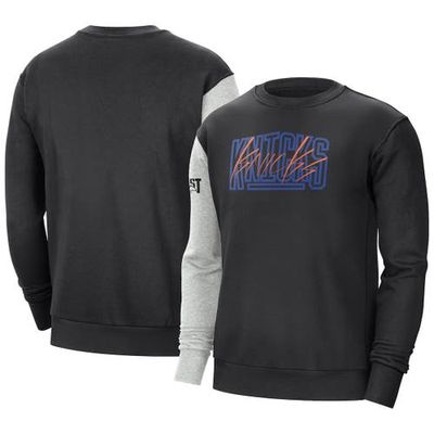 Men's Nike Black/Heather Gray New York Knicks Courtside Versus Force & Flight Pullover Sweatshirt