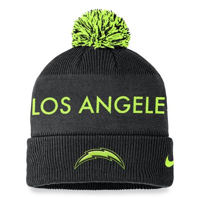 Men's Nike Black Los Angeles Chargers Volt Cuffed Knit Hat with Pom