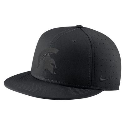 Men's Nike Black Michigan State Spartans Triple Black Performance Fitted Hat