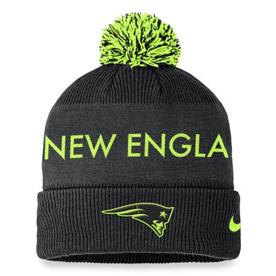 Men's Nike Black New England Patriots Volt Cuffed Knit Hat with Pom