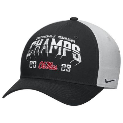 Men's Nike Black Ole Miss Rebels 2023 Peach Bowl Champions Locker Room Adjustable Hat