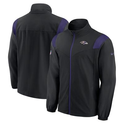 Men's Nike Black/Purple Baltimore Ravens Sideline Woven Logo Full-Zip Jacket