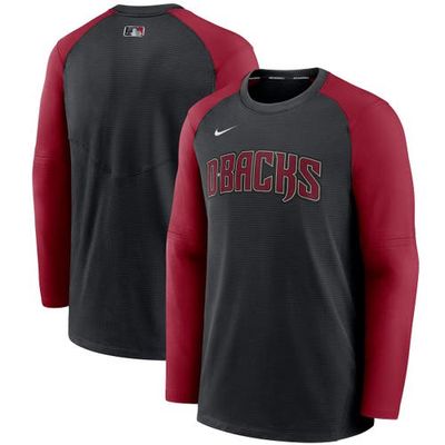 Men's Nike Black/Red Arizona Diamondbacks Authentic Collection Pregame Performance Raglan Pullover Sweatshirt