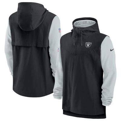 Men's Nike Black/Silver Las Vegas Raiders Sideline Player Quarter-Zip Hoodie Jacket
