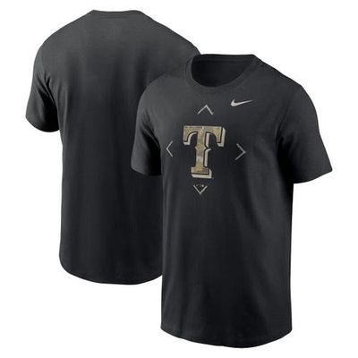 Men's Nike Black Texas Rangers Camo Logo T-Shirt