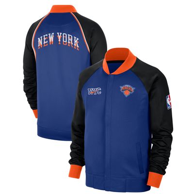 Men's Nike Blue New York Knicks 2023/24 City Edition Authentic Showtime Performance Raglan Full-Zip Jacket