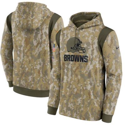 Men's Nike Camo Cleveland Browns 2021 Salute To Service Therma Performance Pullover Hoodie