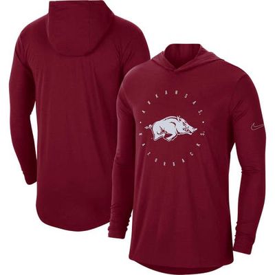 Men's Nike Cardinal Arkansas Razorbacks Campus Tri-Blend Performance Long Sleeve Hooded T-Shirt