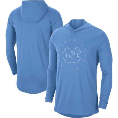 Men's Nike Carolina Blue North Carolina Tar Heels Campus Tri-Blend Performance Long Sleeve Hooded T-Shirt in Light Blue