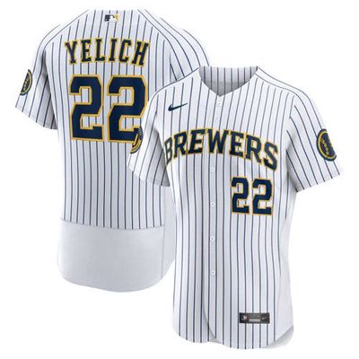Men's Nike Christian Yelich White Milwaukee Brewers Alternate Authentic Player Jersey