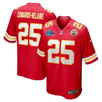 Men's Nike Clyde Edwards-Helaire Red Kansas City Chiefs Super Bowl LVII Patch Game Jersey