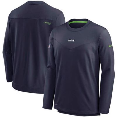 Men's Nike College Navy Seattle Seahawks Sideline Team Performance Pullover Sweatshirt