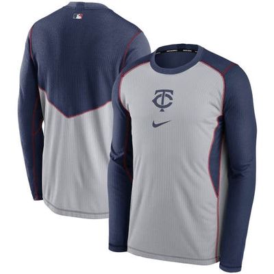 Men's Nike Gray/Navy Minnesota Twins Authentic Collection Game Performance Pullover Sweatshirt