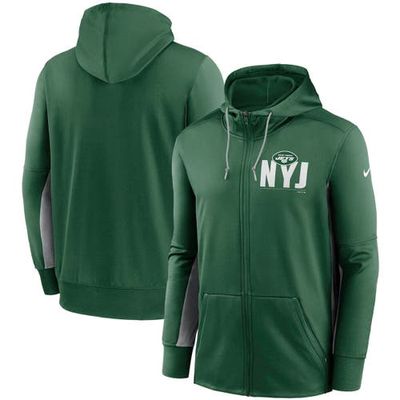 Men's Nike Green/Gray New York Jets Mascot Performance Full-Zip Hoodie