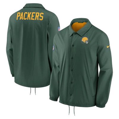 Men's Nike Green Green Bay Packers Sideline Coaches Performance Full-Snap Jacket