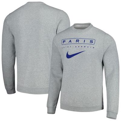 Men's Nike Heather Gray Paris Saint-Germain Lockup Club Pullover Sweatshirt